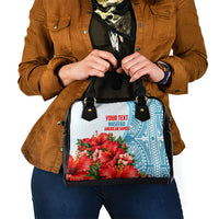 Personalized American Samoa Masefau Shoulder Handbag Hibiscus Tropical Floral Whale Polynesian Tribal Pattern