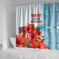 Personalized American Samoa Masefau Shower Curtain Hibiscus Tropical Floral Whale Polynesian Tribal Pattern