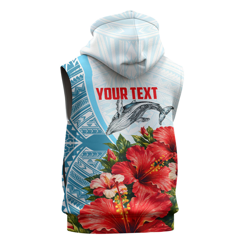 Personalized American Samoa Masefau Sleeveless Zip Hoodie Hibiscus Tropical Floral Whale Polynesian Tribal Pattern
