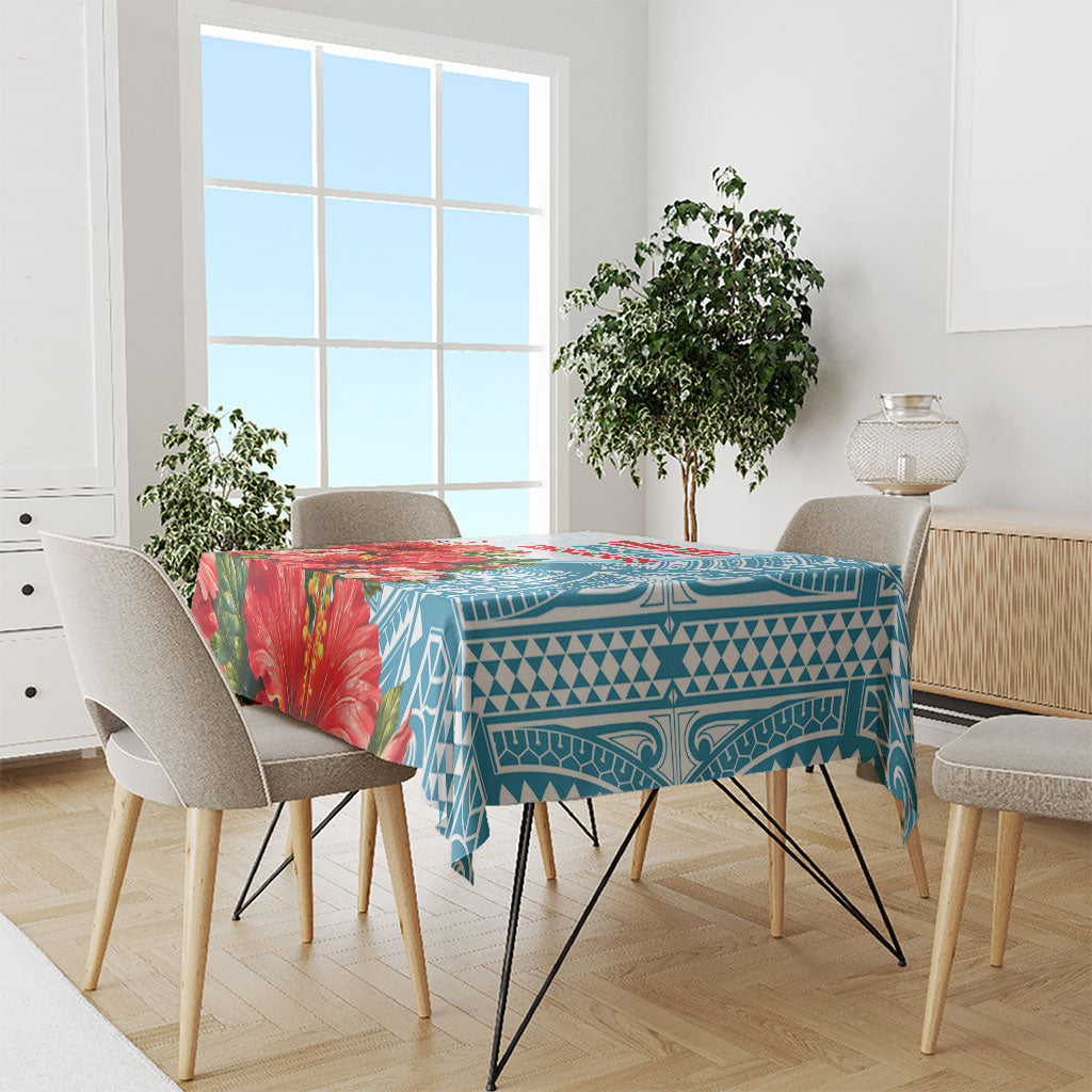 Personalized American Samoa Masefau Tablecloth Hibiscus Tropical Floral Whale Polynesian Tribal Pattern