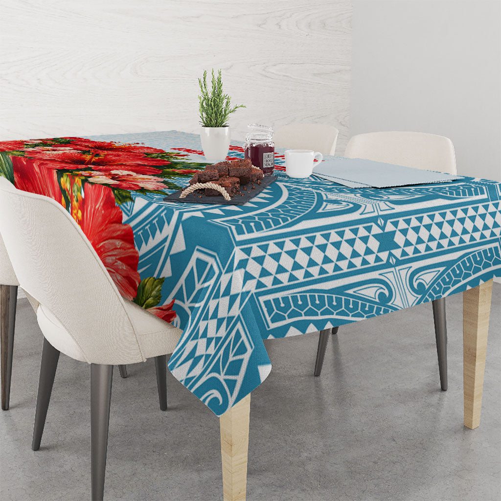 Personalized American Samoa Masefau Tablecloth Hibiscus Tropical Floral Whale Polynesian Tribal Pattern