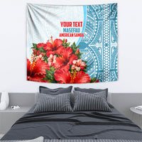 Personalized American Samoa Masefau Tapestry Hibiscus Tropical Floral Whale Polynesian Tribal Pattern