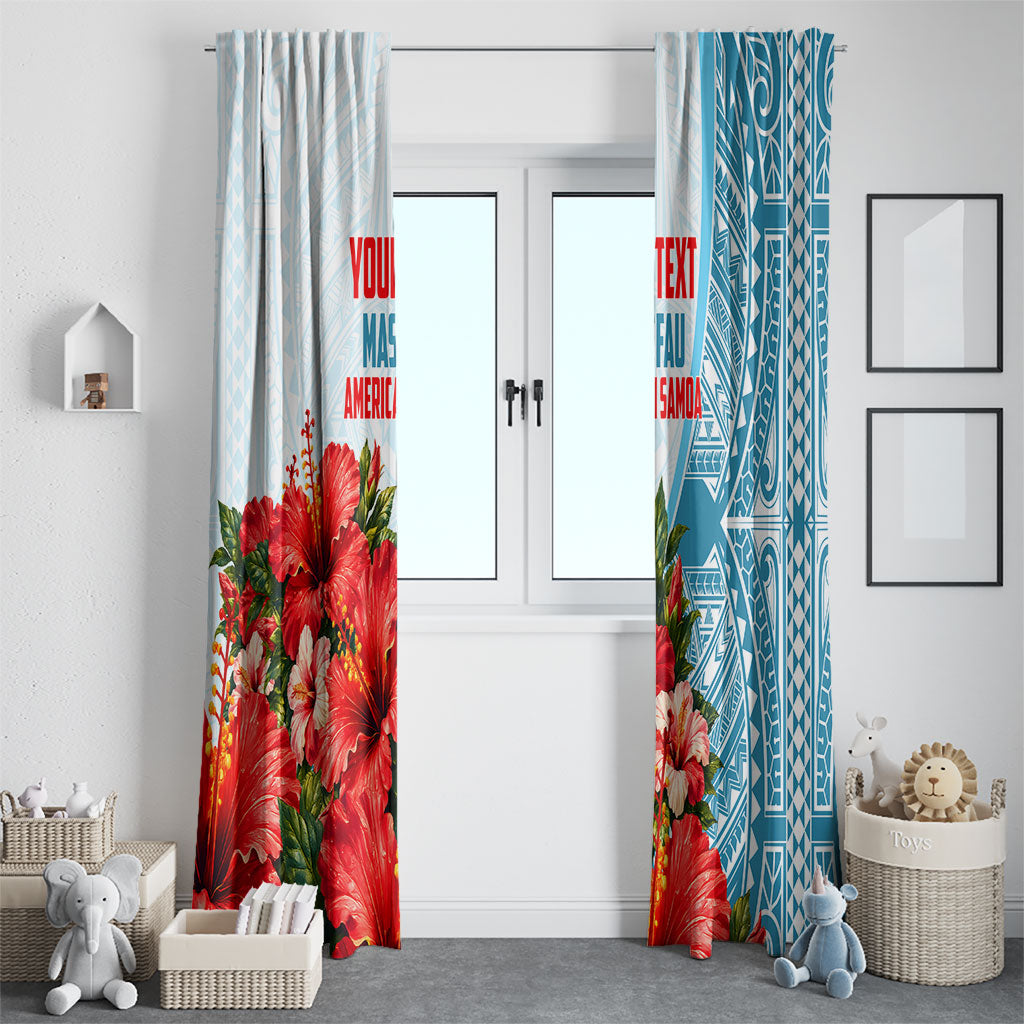 Personalized American Samoa Masefau Window Curtain Hibiscus Tropical Floral Whale Polynesian Tribal Pattern