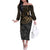 Polynesian Off The Shoulder Long Sleeve Dress Hammerhead Shark Tribal Pattern TS04 Women Black/Yellow - Polynesian Pride