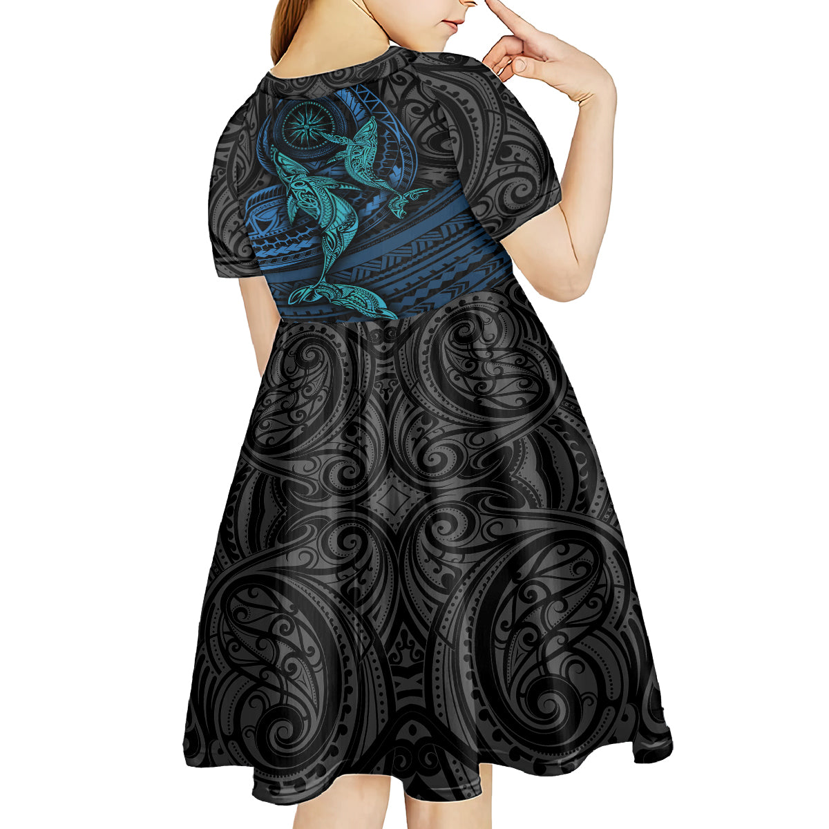 Polynesian Whale Kid Short Sleeve Dress TS04 - Polynesian Pride