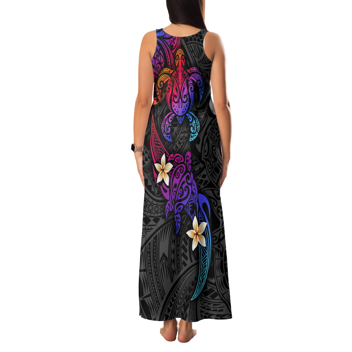 Turtle and Plumeria - Polynesian Family Matching Tank Maxi Dress and Hawaiian Shirt TS04 - Polynesian Pride