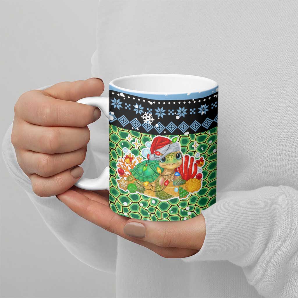 Micronesia Christmas Ceramic Mug with Santa Turtle Coral Reef and Holiday Ocean Pattern TS04 - Polynesian Pride