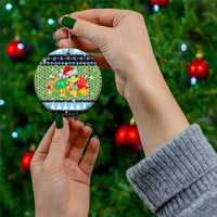 Micronesia Christmas Ceramic Ornament with Santa Turtle Coral Reef and Holiday Ocean Pattern - Polynesian Pride