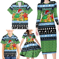 Micronesia Christmas Family Matching Long Sleeve Bodycon Dress and Hawaiian Shirt with Santa Turtle Coral Reef and Holiday Ocean Pattern TS04 - Polynesian Pride