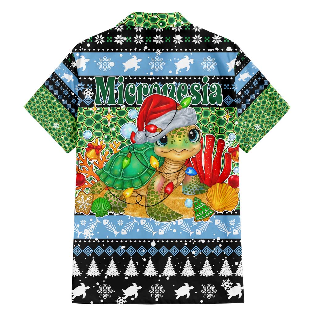 Micronesia Christmas Family Matching Long Sleeve Bodycon Dress and Hawaiian Shirt with Santa Turtle Coral Reef and Holiday Ocean Pattern TS04 - Polynesian Pride
