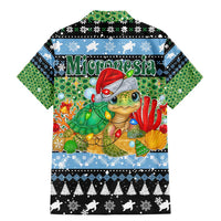Micronesia Christmas Family Matching Mermaid Dress and Hawaiian Shirt with Santa Turtle Coral Reef and Holiday Ocean Pattern TS04 - Polynesian Pride