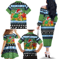 Micronesia Christmas Family Matching Off The Shoulder Long Sleeve Dress and Hawaiian Shirt with Santa Turtle Coral Reef and Holiday Ocean Pattern TS04 - Polynesian Pride