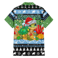 Micronesia Christmas Family Matching Puletasi and Hawaiian Shirt with Santa Turtle Coral Reef and Holiday Ocean Pattern - Polynesian Pride