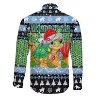Micronesia Christmas Family Matching Short Sleeve Bodycon Dress and Hawaiian Shirt with Santa Turtle Coral Reef and Holiday Ocean Pattern TS04 - Polynesian Pride