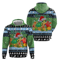 Micronesia Christmas Hoodie with Santa Turtle Coral Reef and Holiday Ocean Pattern - Polynesian Pride