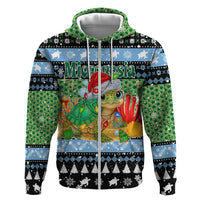 Micronesia Christmas Hoodie with Santa Turtle Coral Reef and Holiday Ocean Pattern - Polynesian Pride