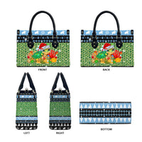 Micronesia Christmas Leather Bag with Santa Turtle Coral Reef and Holiday Ocean Pattern - Polynesian Pride