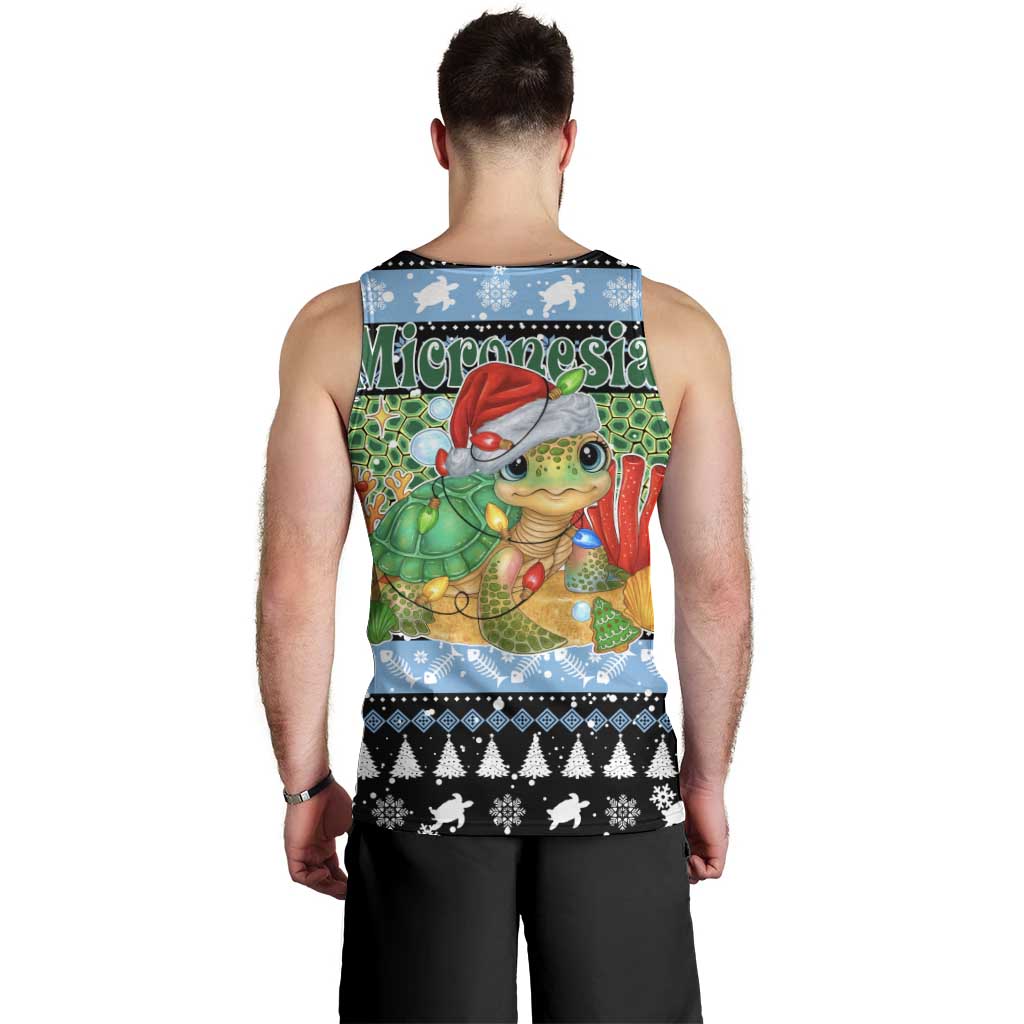Micronesia Christmas Men Tank Top with Santa Turtle Coral Reef and Holiday Ocean Pattern - Polynesian Pride
