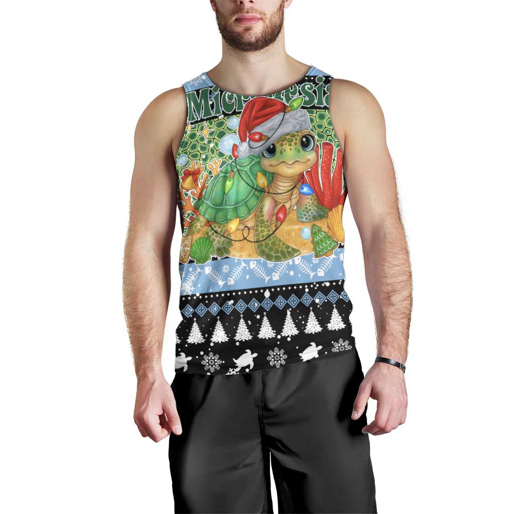 Micronesia Christmas Men Tank Top with Santa Turtle Coral Reef and Holiday Ocean Pattern - Polynesian Pride