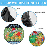 Micronesia Christmas Spare Tire Cover with Santa Turtle Coral Reef and Holiday Ocean Pattern - Polynesian Pride
