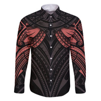 Feminine Polynesian Family Matching Off Shoulder Long Sleeve Dress and Hawaiian Shirt Mandala Tattoo Style TS04 Dad's Shirt - Long Sleeve Black - Polynesian Pride