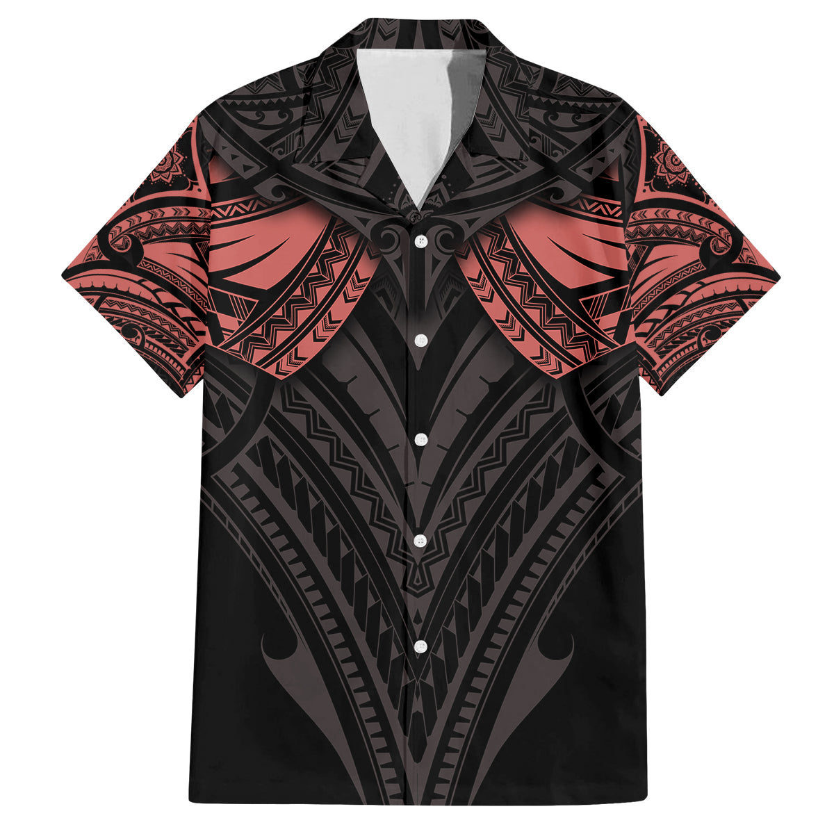 Feminine Polynesian Family Matching Puletasi Dress and Hawaiian Shirt Mandala Tattoo Style TS04 Dad's Shirt - Short Sleeve Black - Polynesian Pride