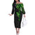 Polynesian Off The Shoulder Long Sleeve Dress Hammerhead Shark Tribal Pattern Black Green Version TS04 Women Black/Green - Polynesian Pride