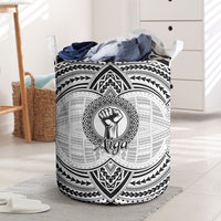 Aiga Samoa Raised Fist Laundry Basket Polynesian Tribal Tattoo Art Family Pride TS04 White Black - Polynesian Pride