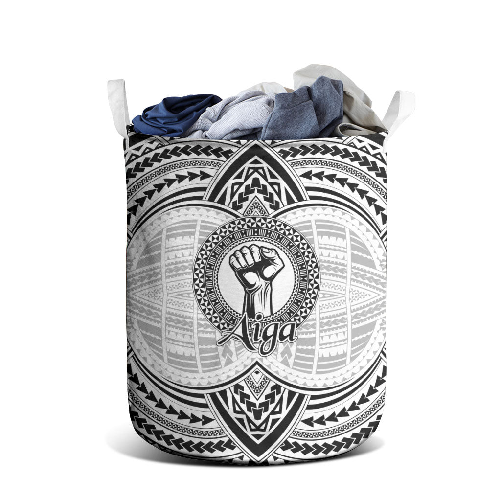 Aiga Samoa Raised Fist Laundry Basket Polynesian Tribal Tattoo Art Family Pride TS04 - Polynesian Pride