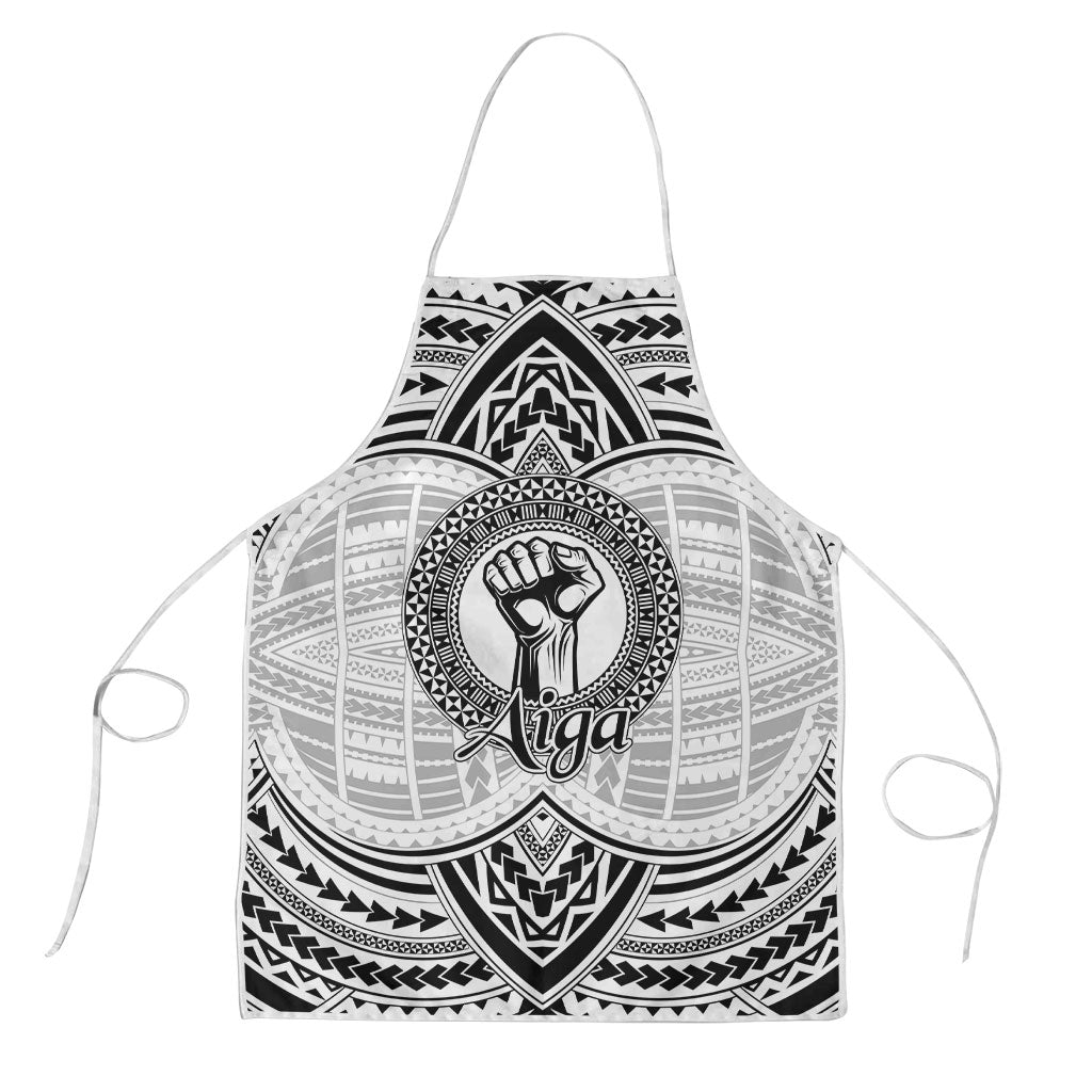Aiga Samoa Raised Fist Apron Polynesian Tribal Tattoo Art Family Pride TS04 White Black - Polynesian Pride