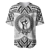 Aiga Samoa Raised Fist Baseball Jersey Polynesian Tribal Tattoo Art Family Pride TS04 White Black - Polynesian Pride