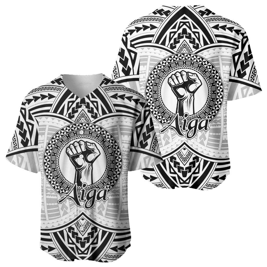 Aiga Samoa Raised Fist Baseball Jersey Polynesian Tribal Tattoo Art Family Pride TS04 - Polynesian Pride