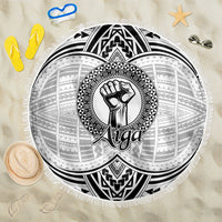 Aiga Samoa Raised Fist Beach Blanket Polynesian Tribal Tattoo Art Family Pride TS04 One Size 150cm White Black - Polynesian Pride