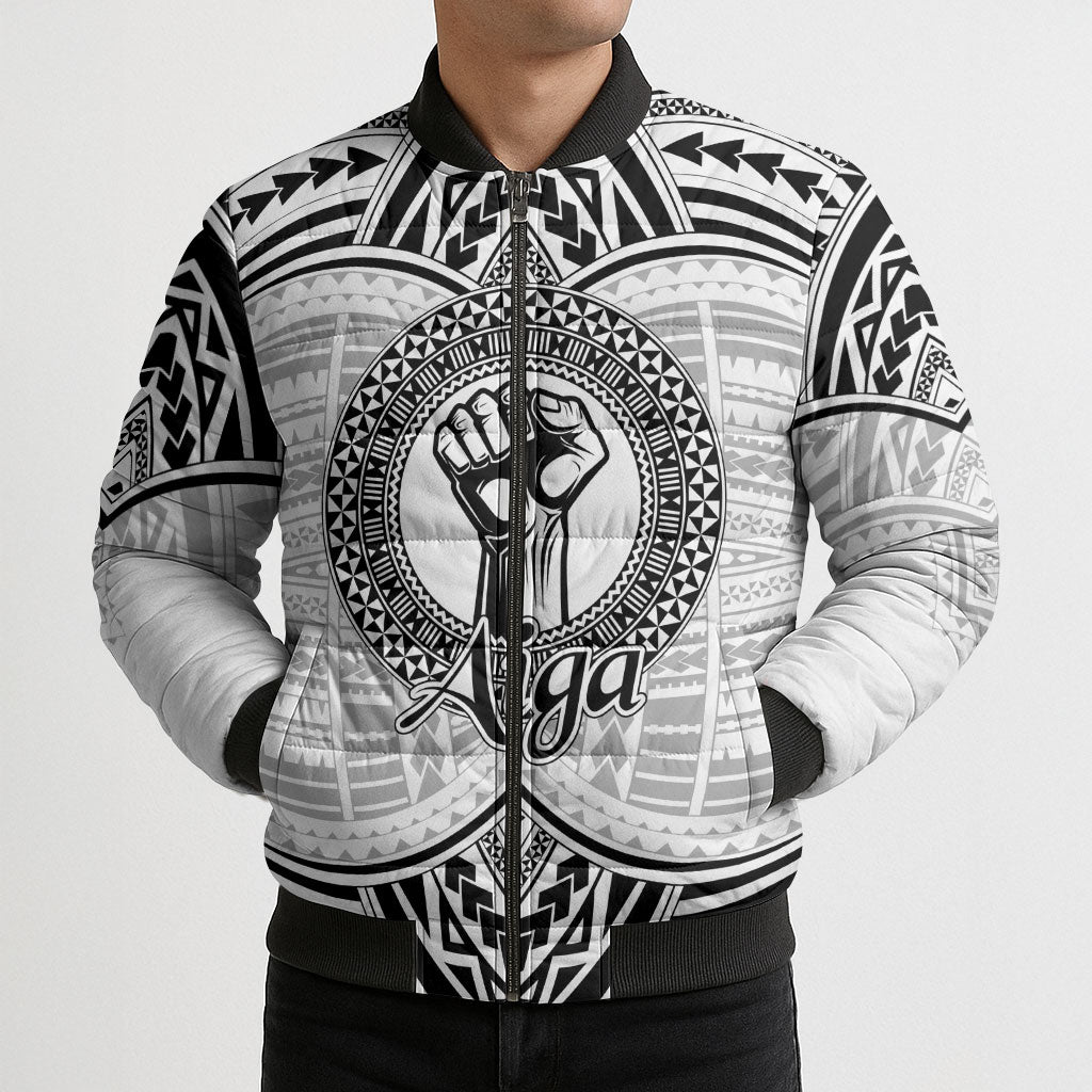 Aiga Samoa Raised Fist Bomber Puffer Jacket Polynesian Tribal Tattoo Art Family Pride TS04 - Polynesian Pride
