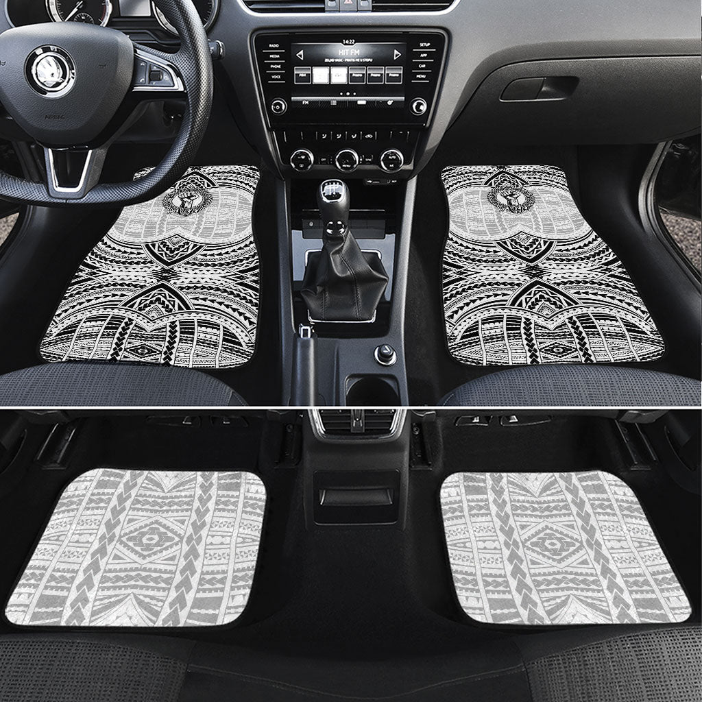 Aiga Samoa Raised Fist Car Mats Polynesian Tribal Tattoo Art Family Pride TS04 Set 4pcs White Black - Polynesian Pride