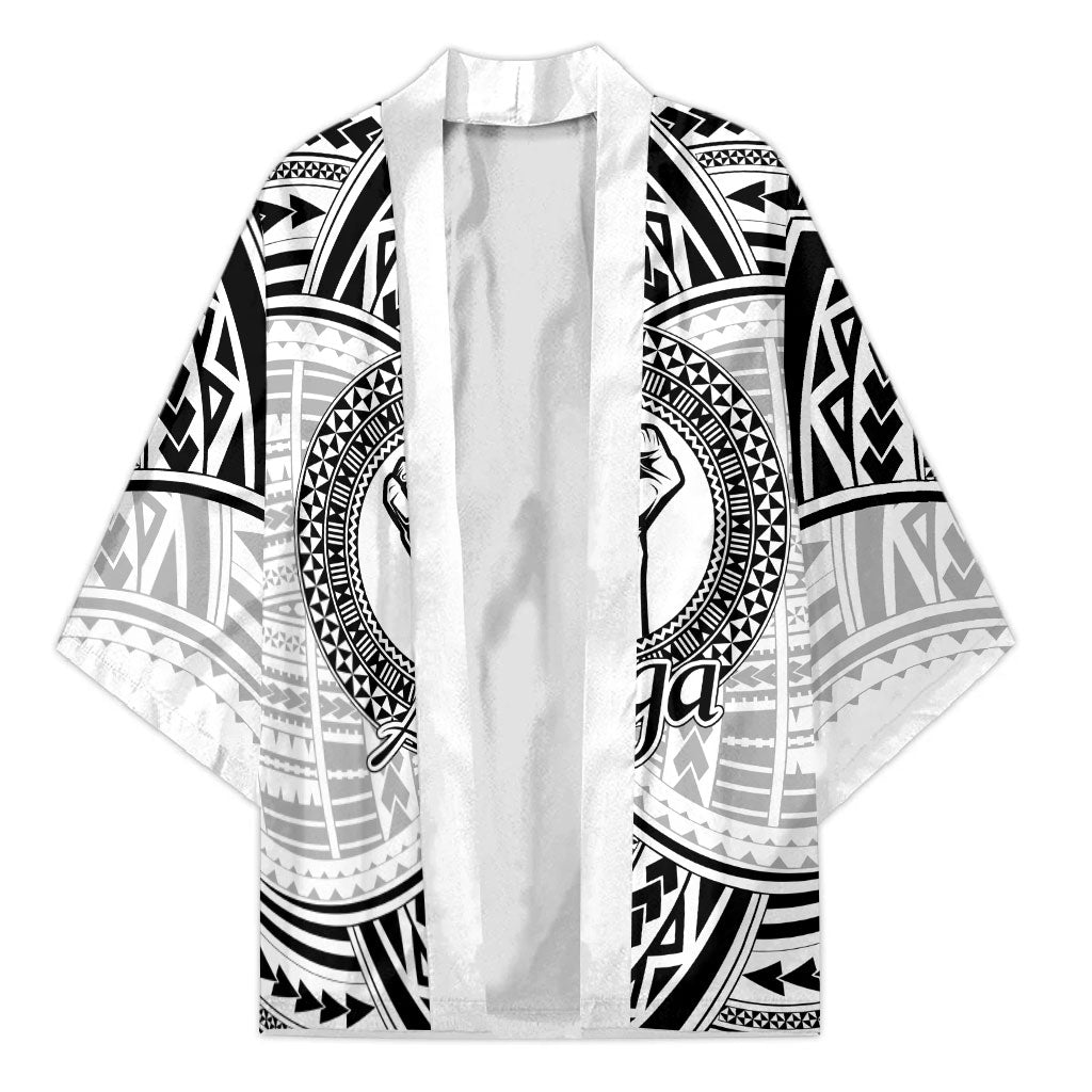 Aiga Samoa Raised Fist Kimono Polynesian Tribal Tattoo Art Family Pride TS04 Unisex White Black - Polynesian Pride