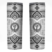 Aiga Samoa Raised Fist Skinny Tumbler Polynesian Tribal Tattoo Art Family Pride TS04 White Black - Polynesian Pride