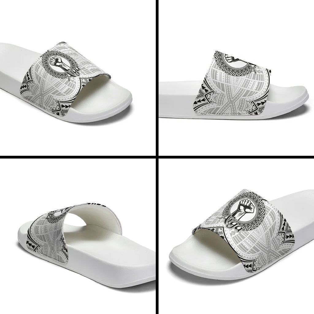 Aiga Samoa Raised Fist Slide Sandals Polynesian Tribal Tattoo Art Family Pride TS04 - Polynesian Pride