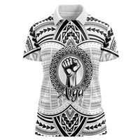 Aiga Samoa Raised Fist Women Polo Shirt Polynesian Tribal Tattoo Art Family Pride TS04 Female White Black - Polynesian Pride