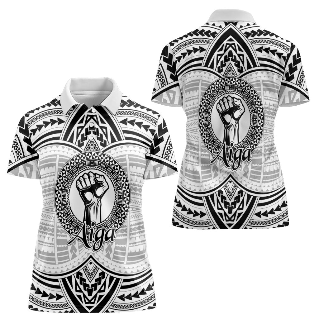 Aiga Samoa Raised Fist Women Polo Shirt Polynesian Tribal Tattoo Art Family Pride TS04 - Polynesian Pride