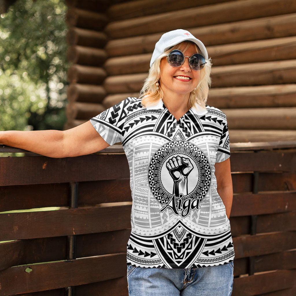 Aiga Samoa Raised Fist Women Polo Shirt Polynesian Tribal Tattoo Art Family Pride TS04 - Polynesian Pride