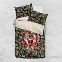 Samoa Aiga Polynesian Bedding Set Tropical Floral Hibiscus Pattern Island Heritage TS04 US Twin 172cm x 218cm Green Red - Polynesian Pride