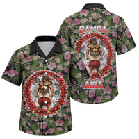 Samoa Aiga Polynesian Family Matching Off The Shoulder Long Sleeve Dress and Hawaiian Shirt Tropical Floral Hibiscus Pattern Island Heritage TS04 Son's Shirt Green Red - Polynesian Pride