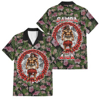 Samoa Aiga Polynesian Family Matching Summer Maxi Dress and Hawaiian Shirt Tropical Floral Hibiscus Pattern Island Heritage TS04 Dad's Shirt - Short Sleeve Green Red - Polynesian Pride