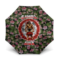 Samoa Aiga Polynesian Umbrella Tropical Floral Hibiscus Pattern Island Heritage TS04 One Size Folded 11.42 inch Opened Diameter 37.4 inch Green Red - Polynesian Pride