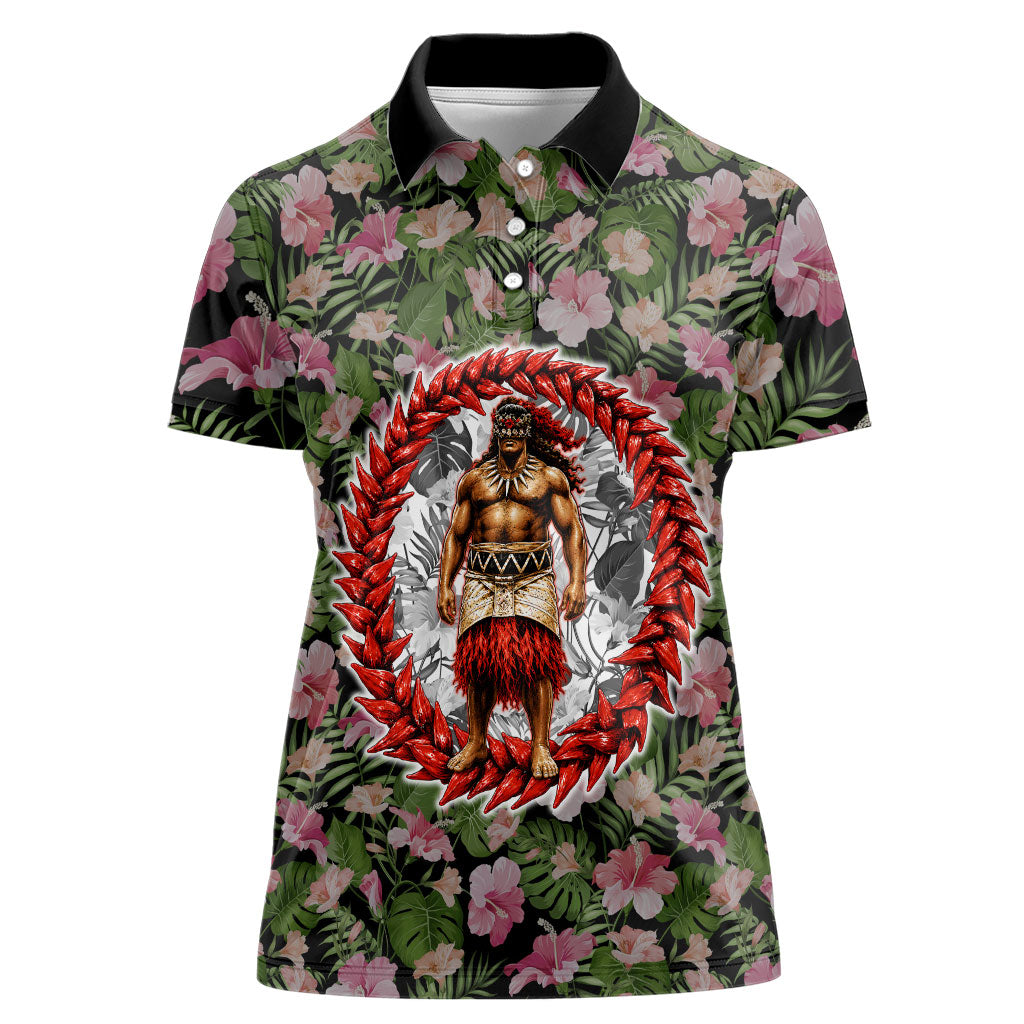 Samoa Aiga Polynesian Women Polo Shirt Tropical Floral Hibiscus Pattern Island Heritage TS04 Female Green Red - Polynesian Pride