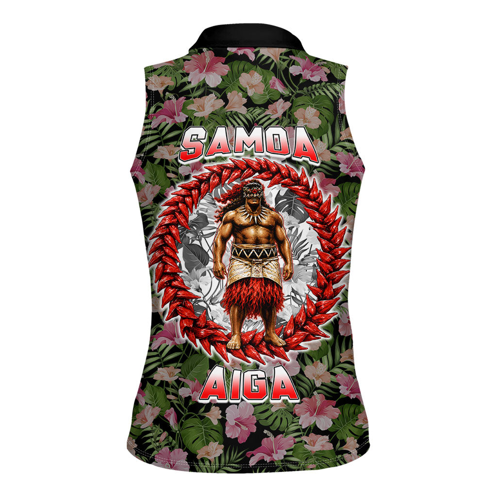 Samoa Aiga Polynesian Women Sleeveless Polo Shirt Tropical Floral Hibiscus Pattern Island Heritage TS04 - Polynesian Pride