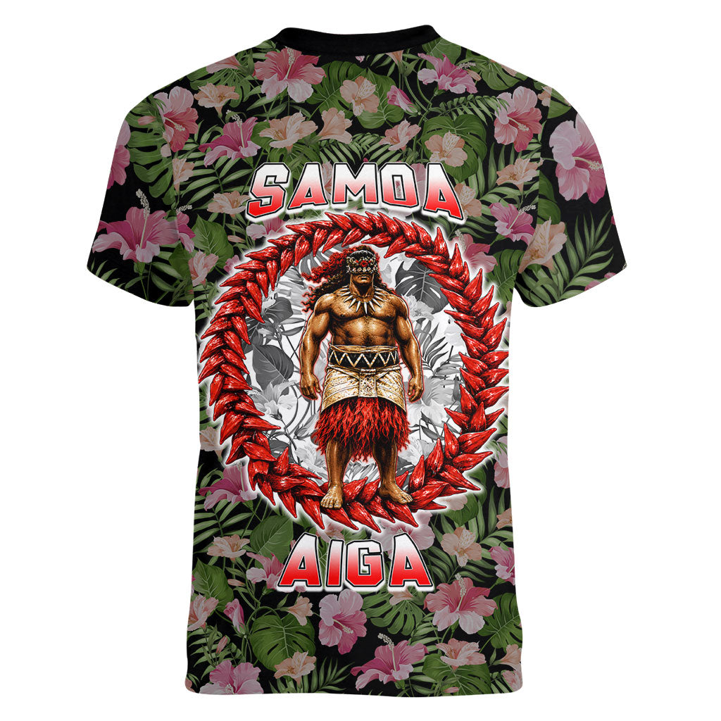 Samoa Aiga Polynesian Women V-Neck T-Shirt Tropical Floral Hibiscus Pattern Island Heritage TS04 - Polynesian Pride