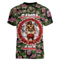 Samoa Aiga Polynesian Women V-Neck T-Shirt Tropical Floral Hibiscus Pattern Island Heritage TS04 - Polynesian Pride