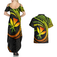 Hawaii Kanaka Maoli Couples Matching Summer Maxi Dress and Hawaiian Shirt Polynesian Tornado Infusion Gradient TS04 - Polynesian Pride